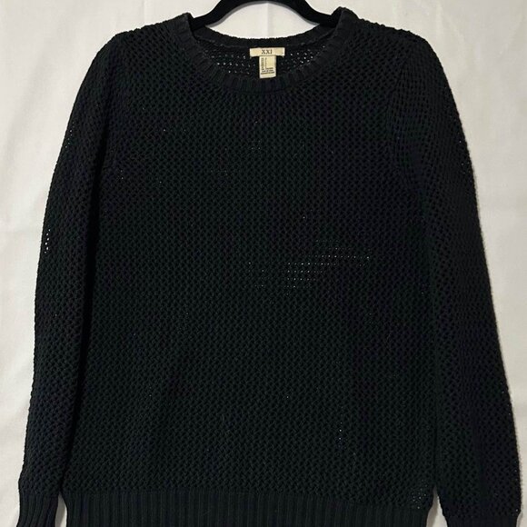 XXI Black Open Knit Lightweight Pullover Layer - Picture 1 of 5